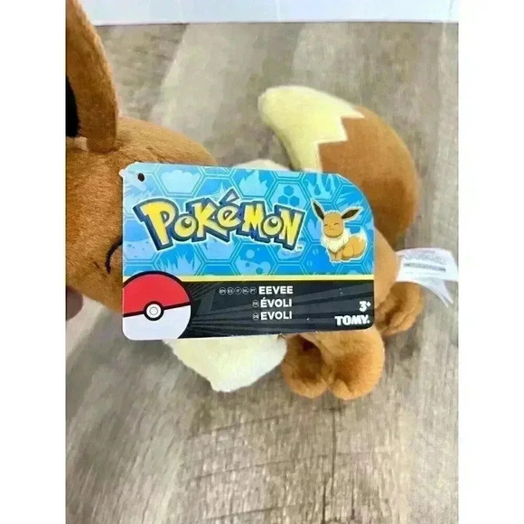 Tomy Pokemon Eevee Eyes Mouth Closed Plush Stuffed Animal 2016 Toy 8” NEW - Picture 6 of 9